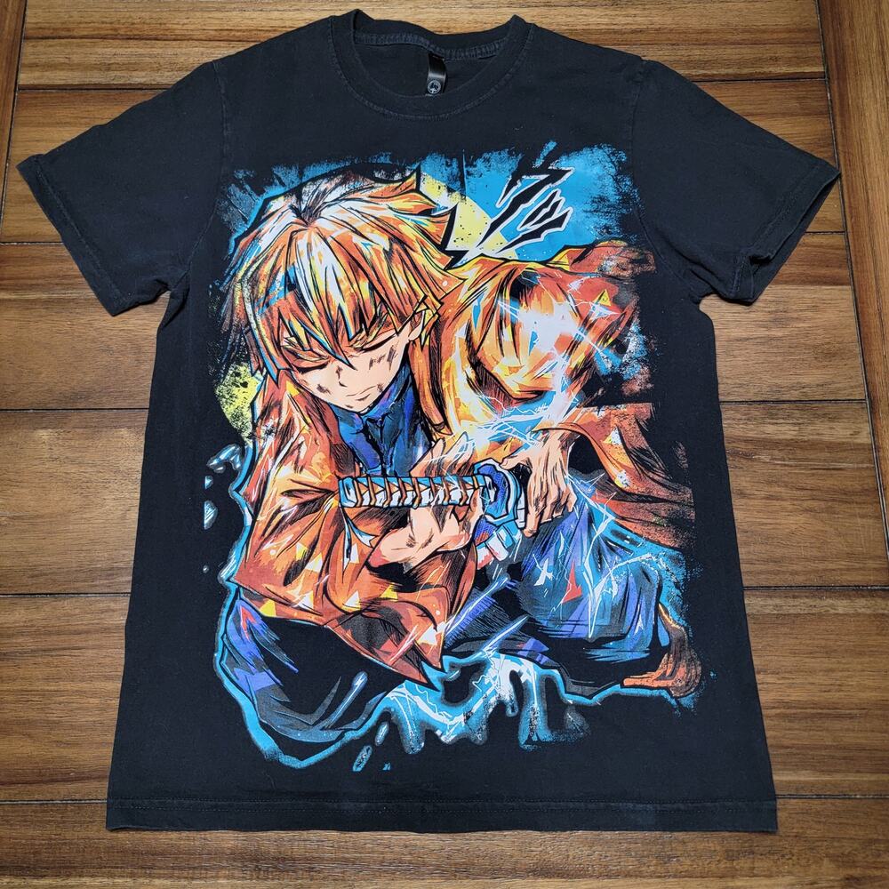 Demon Slayer Black Unisex Tee Zenitsu Agatsuma - Size Small